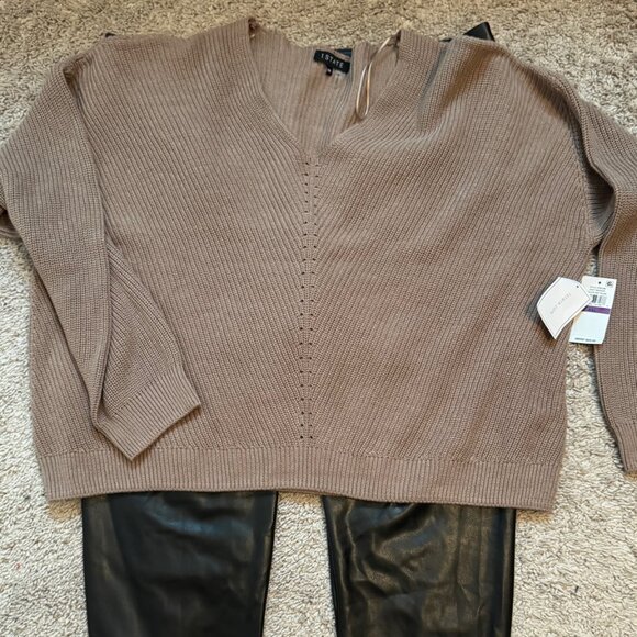 1.STATE Sweater XXL (NWT) + Black Faux Leather Leggings 2X Bundle Chic Neutral - Picture 2 of 2